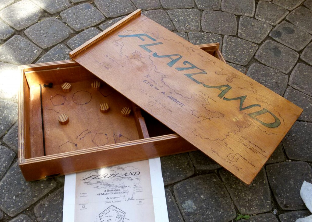 Wood table game box with inside rubber bands to shoot small circles